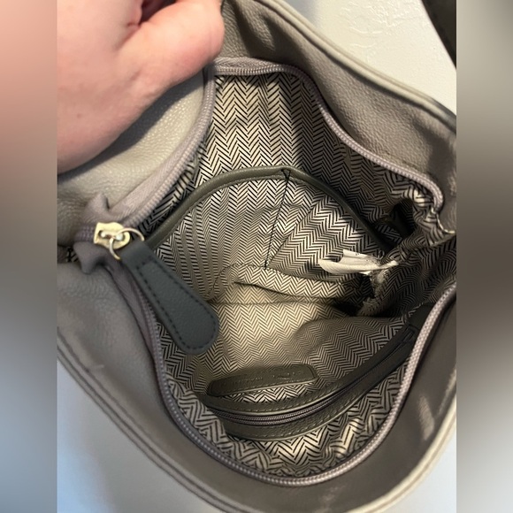 Steve Madden Gray Color Block Crossbody Bag Faux Leather Purse - Picture 7 of 10